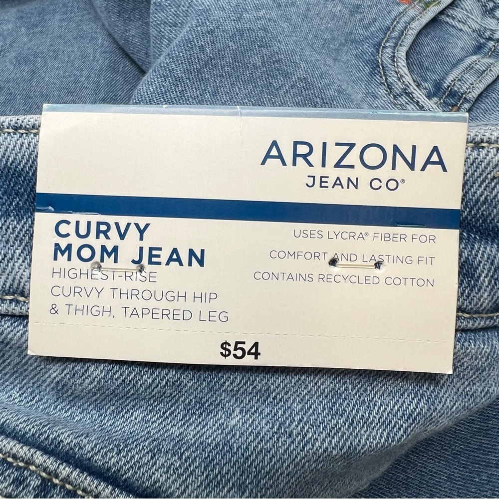 Arizona Curvy Mom Jeans 7 Cherry Embroidered Highest Rise Y2K NWT - Picture 8 of 9